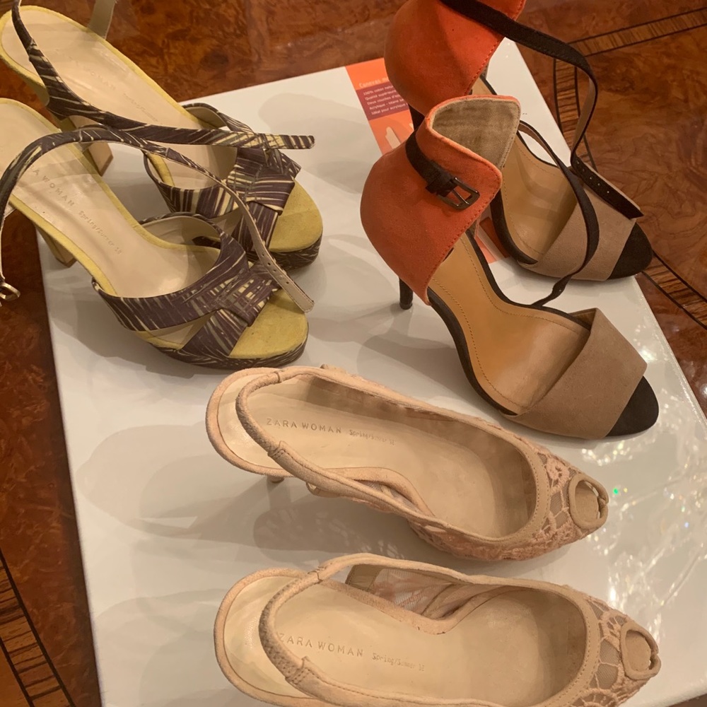 A set of 3 Zara high heel  sandal shoes size 37